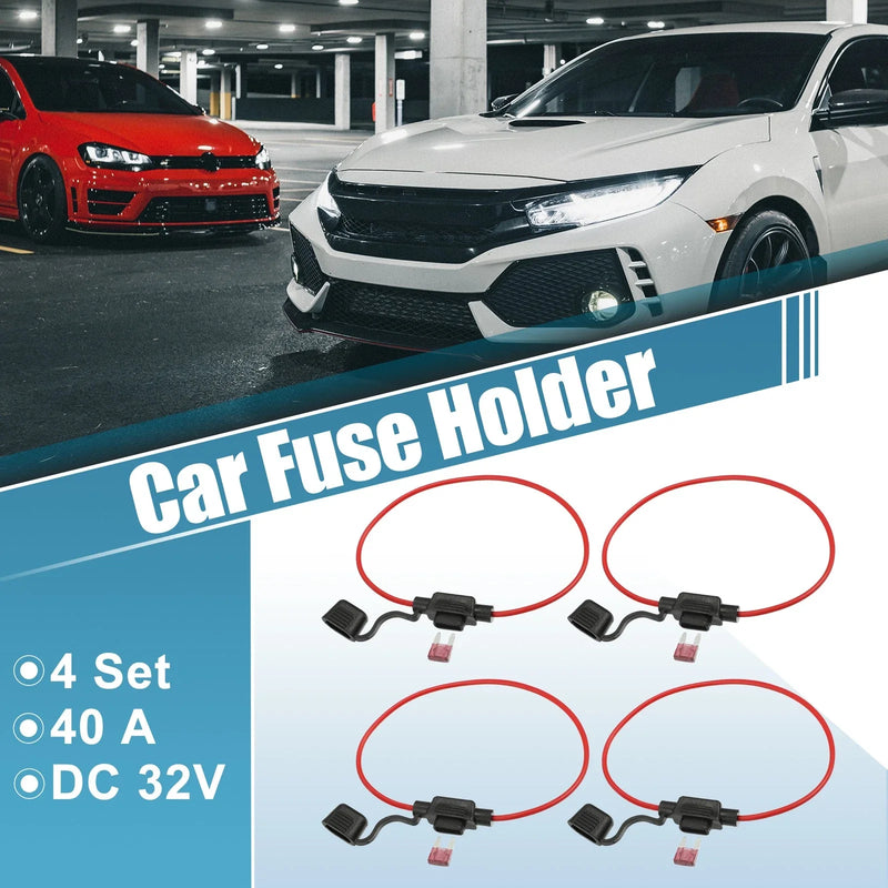 Car 4 x 18 Gauge Mini Blade Style Inline Fuse Holders w/ 40A Fuses