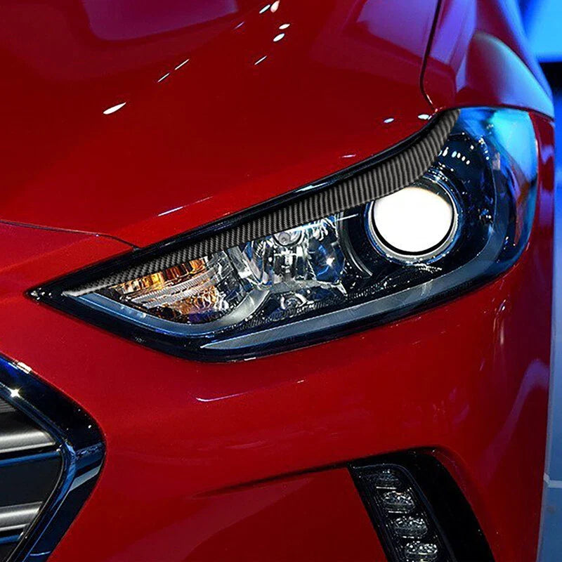 Hyundai Elentra Carbon Fiber Headlight Sticker Eyelid Cover Eyebrows fit