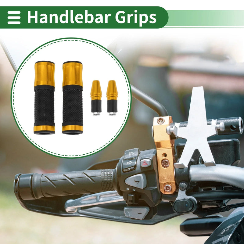 Motorcycle Motorcycle Hand Grips Cover Handlebar End Grips Gold Tone Rubber