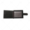 Black Bi-Fold Men's Wallet Cowhide Leather Card Slots Coin Pocket