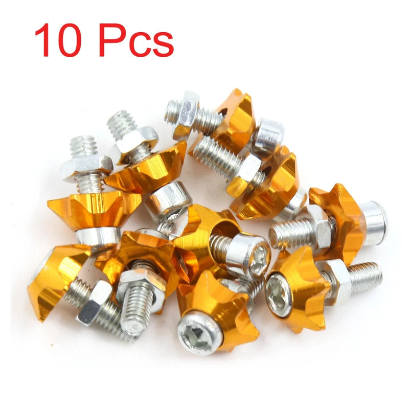Motorcycle Car 10 Pcs 6mm Thread Gold Tone License Plate Bolts Screws