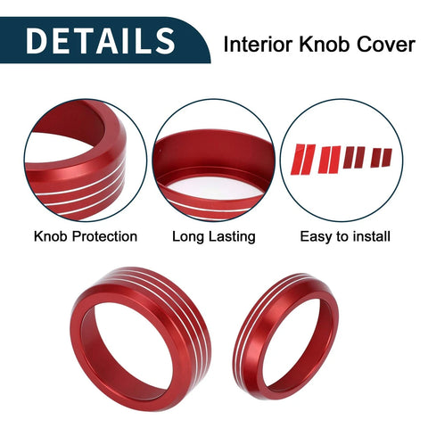 Ford Mach-E (2021-2024) 2 Pcs Red Gear Shift Switch Knob Cover Ring