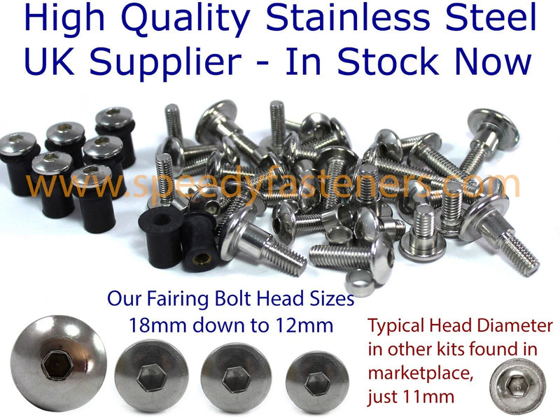 Suzuki Bandit GSF 1200 1200S Stainless Fairing & Screen Bolts (1996–2000)