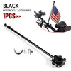 Harley Honda BMW Black 15" Motorcycle Bike Flag Pole Luggage Rack Mount