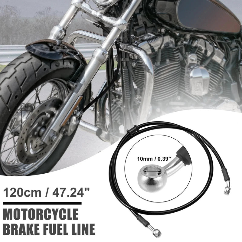 Motorcycle Hoses / 120cm 10mm / Braided Brake Clutch Oil Line Pipe Black