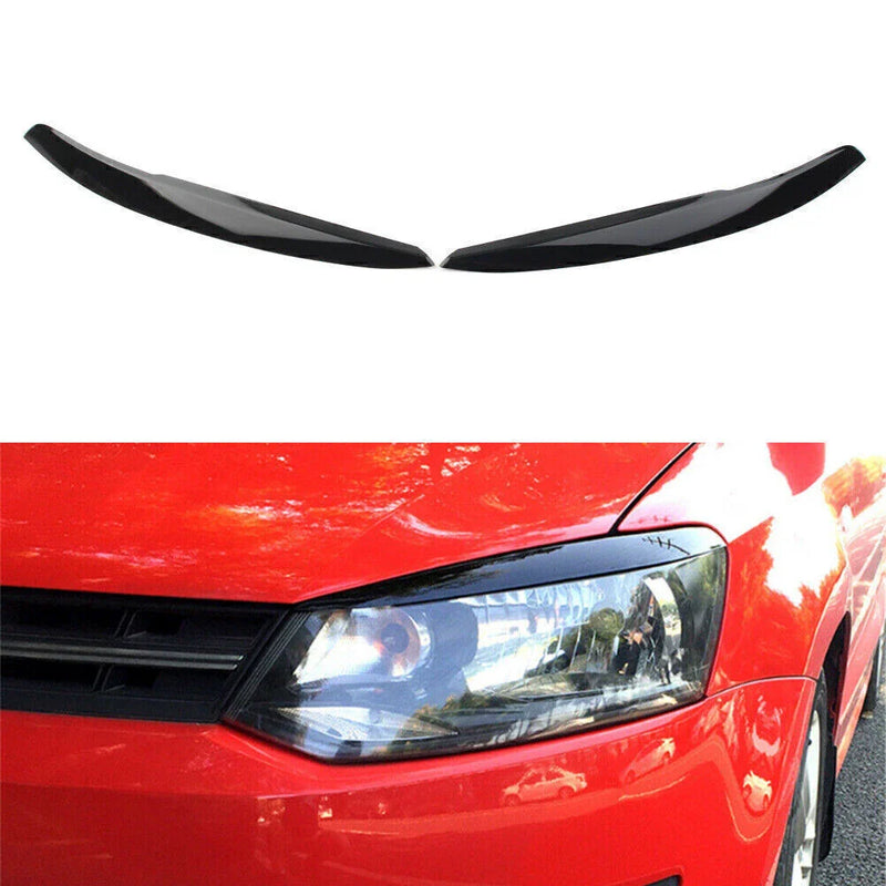 VW Polo Mk5 6R 6C (2011-2017) Glossy Black Headlight Eyebrow Cover Trim