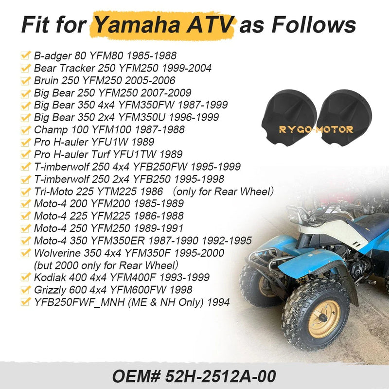 Yamaha Bear Tracker 250 YFM250 2 x Front Rear Wheel Caps (1999–2004)
