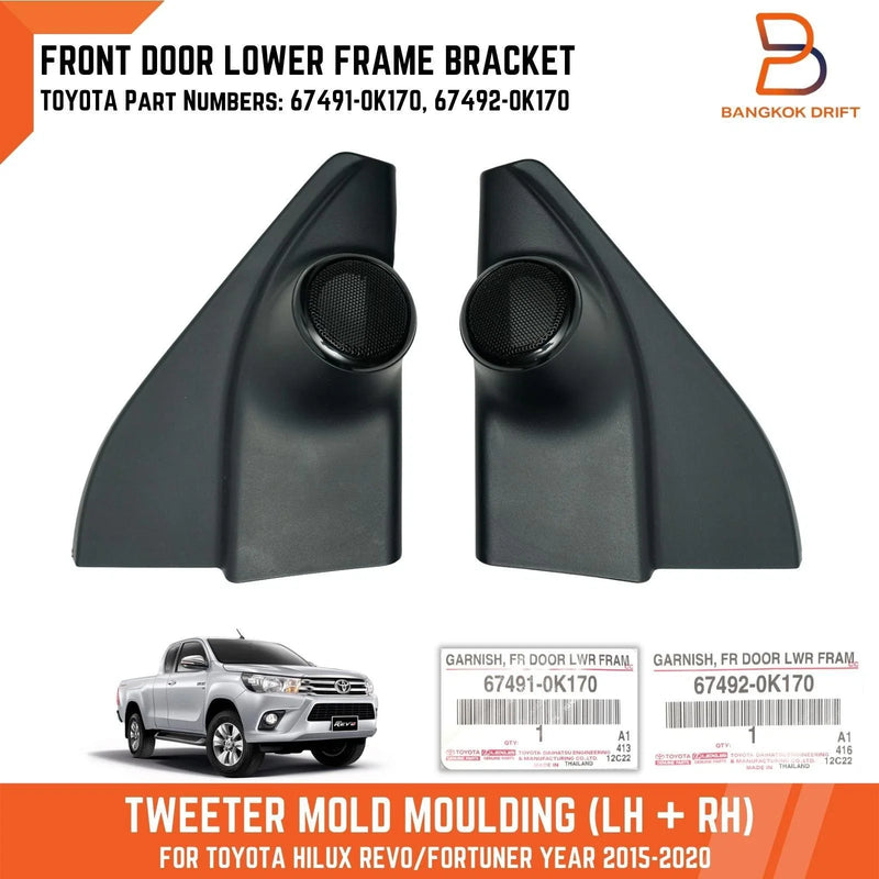 Toyota Hilux Revo Fortuner Black Tweeter Mould Front Door Lower Frame (15-20)