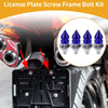 Universal Motorcycle M6 License Plate Screws Cover 45mm Aluminum Alloy Blue 4Pcs