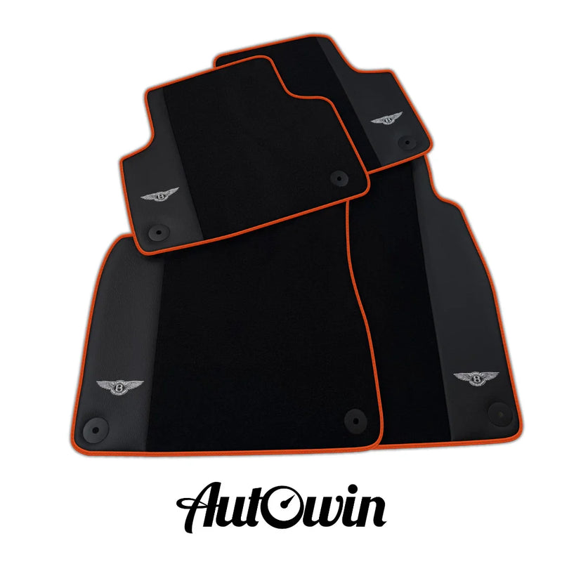 Bentley Bentayga 2 x (2015-2023) Red Trim AutoWin Black Floor Mats