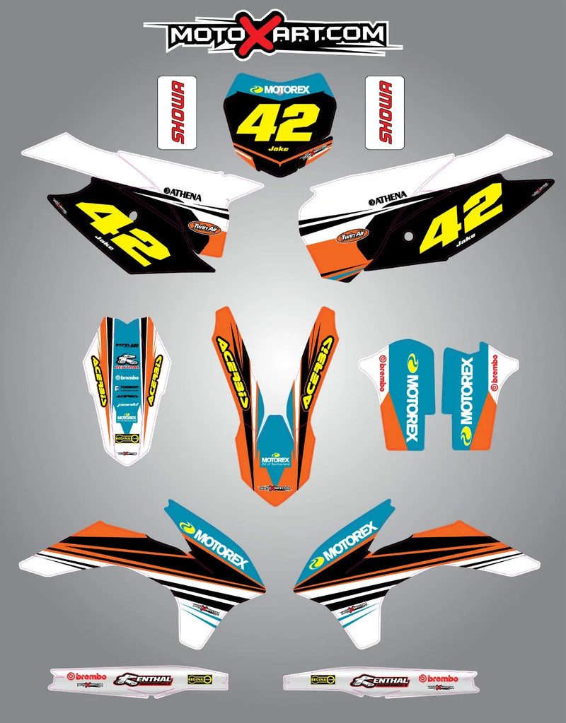 KTM SX STRIKE STYLE Custom Name & Number Graphics Kit (2013-2015)
