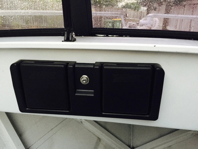 Boats - Black Boat Glove Box Marine Grade with Drink Holders
