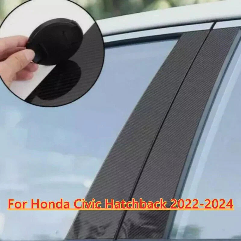 Honda Civic Hatchback Carbon Fiber Window Pillar Posts Trim Cover (2022–2024)