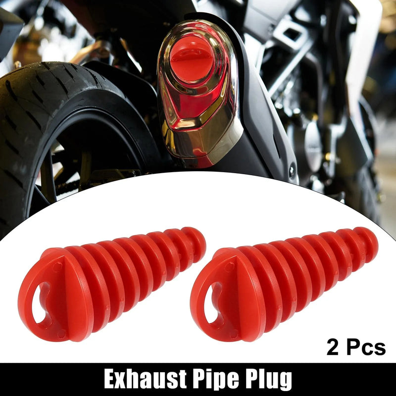 Motorcycle Silencer Exhaust Pipe Plug 2 x 15-38mm Rubber Red