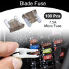 Car Boat Truck RV Motorcycle 100 Pcs Micro Fuse 7.5A Blade Fuse