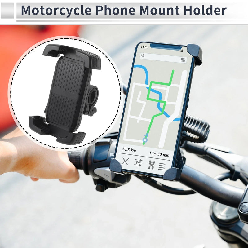 Motorcycle Motorcycle Phone Mount Holder 4.7"-7.2" Phones Silicone Black