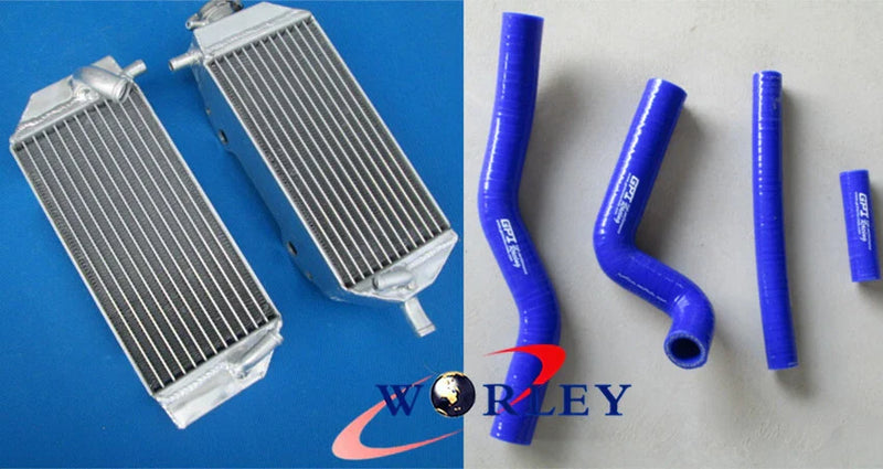 Suzuki RM125 Aluminum Radiator + Blue Hose (2001-2008)