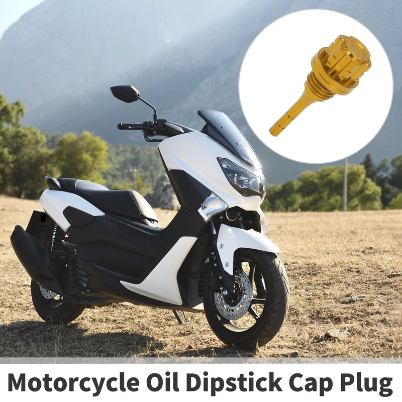 Engine Crankcase Gold Tone for Motorcycle 1 x Dipstick Cap Plug