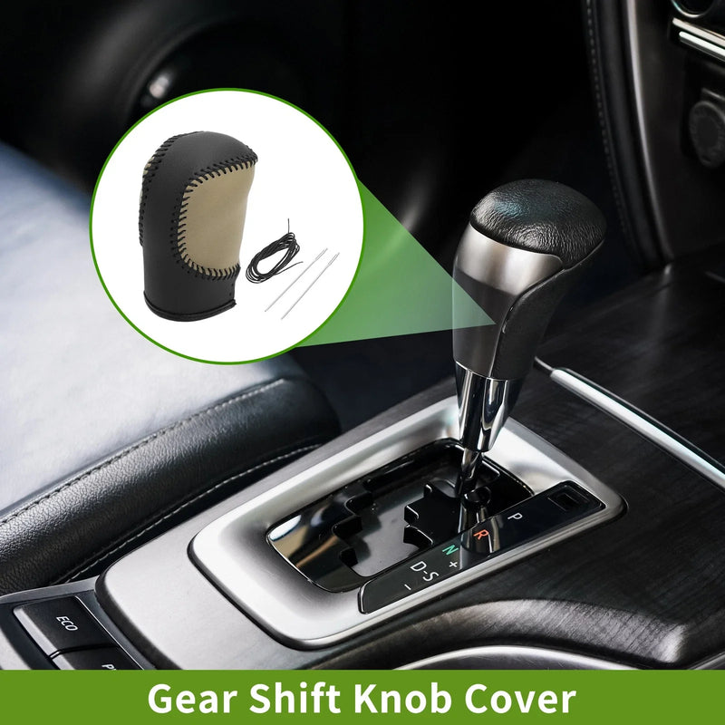 Honda Civic (2022-2024) Black Beige Faux Leather Car Gear Shift Knob Cover 1 Pc