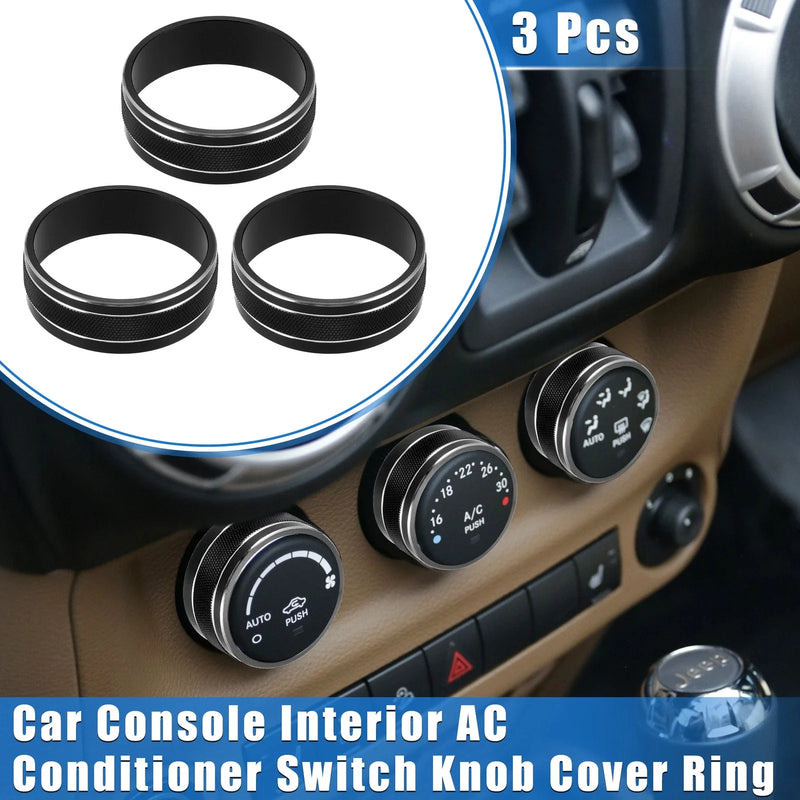 Jeep Wrangler JK JKU 3pcs Car AC Switch Knob Cover Ring (2011 - 2018)