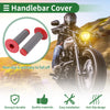Motorcycle 7/8" Hand Grips Cover Rubber Red Large Grain Texture