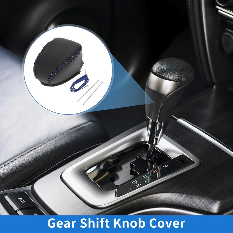 Infiniti QX50 Black Blue Faux Leather Shift Knob Cover (2019-2024)