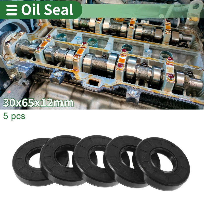 Oil Seal 30x65x12mm Black 5 pcs Seal Ring Rotary Shaft NBR Rubber