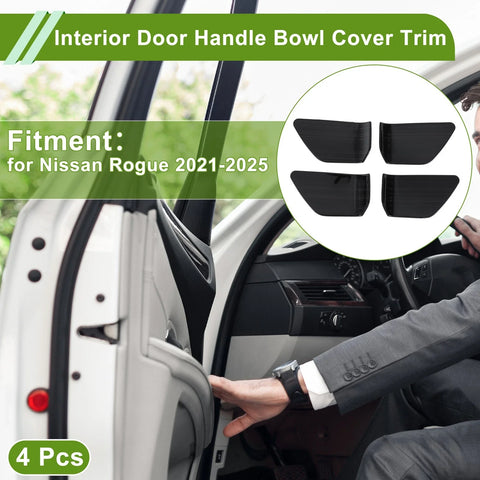 Nissan Rogue (2021-2025) Black Interior Door Handle Bowl Cover Trim