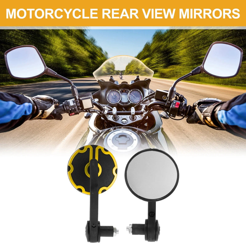 M8 Motorcycle Rear View Mirrors Handlebar Mirrors Black Gold Tone Aluminum