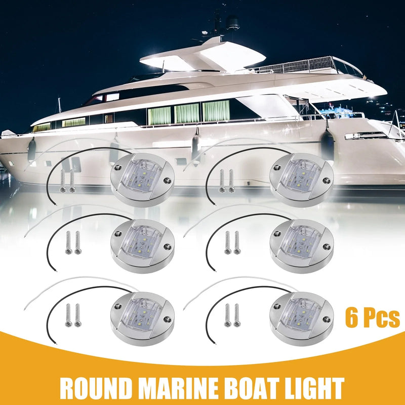 Boat White 6 x Universal Interior Round Marine Boat Light with 6 LEDs