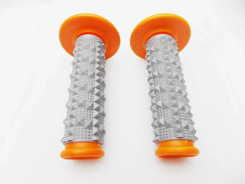Honda MX Enduro Trail Orange Grey Diamond Top Handlebar Grip Set