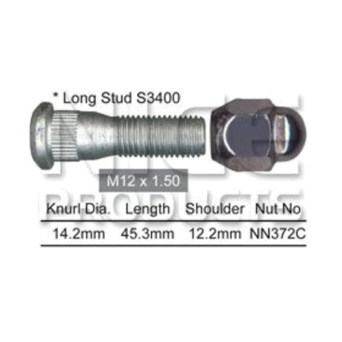 Toyota Hilux Surf Wheel Studs & Nuts Set of 6 (1990–1995)