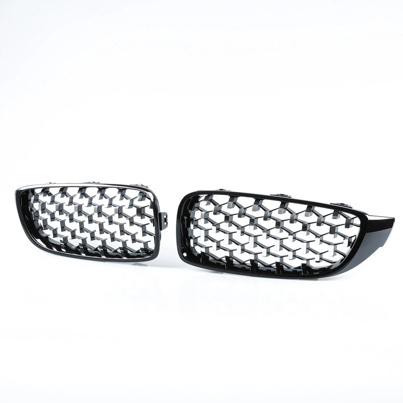 BMW F32 F33 F36 F80 F82 M3 M4 Front Grille Black/Chrome Diamond Slats (2012-2020)