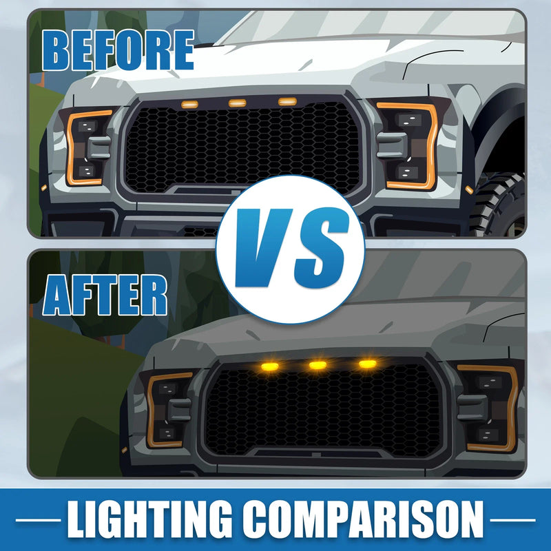 Ford F150 F250 F350 (2004-2019) Amber LED Front Grille Lights