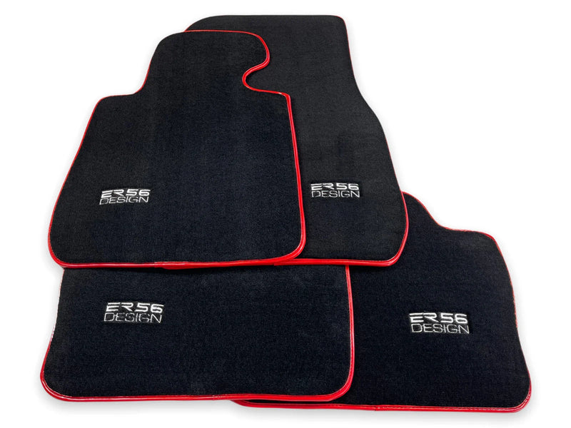 BMW 5 Series G30 Premium Black Red Round Floor Mats (2017-2023)