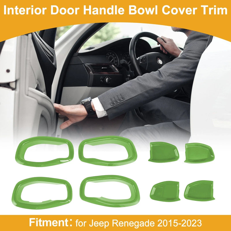Jeep Renegade (2015-2023) 4 x Green ABS Interior Door Handle Bowl Cover Trim