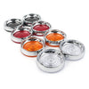 Harley Touring Road Glide Turn Signal Bezels  Red Lens Covers Chrome