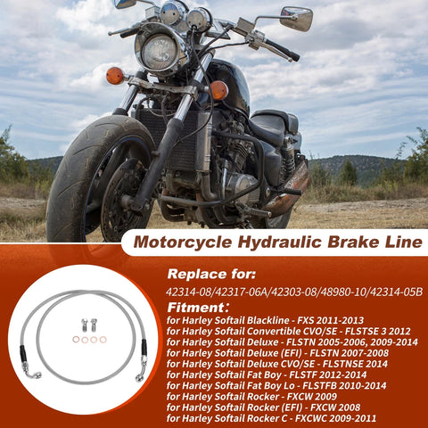 Harley Softail Silver Tone 47In Hydraulic Front Brake Line Kit