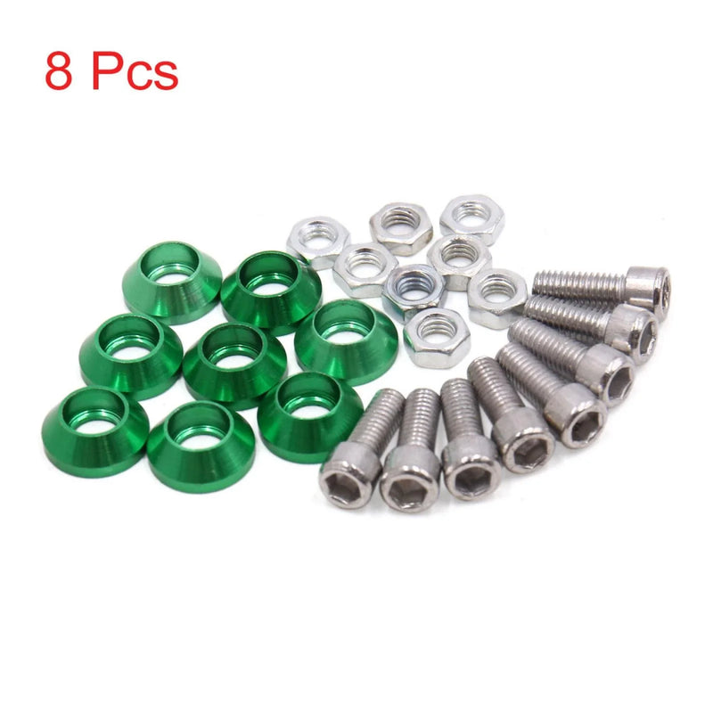 Universal Green Metal Motorcycle Windscreen License Plate M6 Bolts 8Pcs