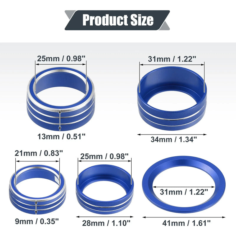 Honda Accord Sedan Sport (2018-2023) Blue 6 x AC Knob Covers