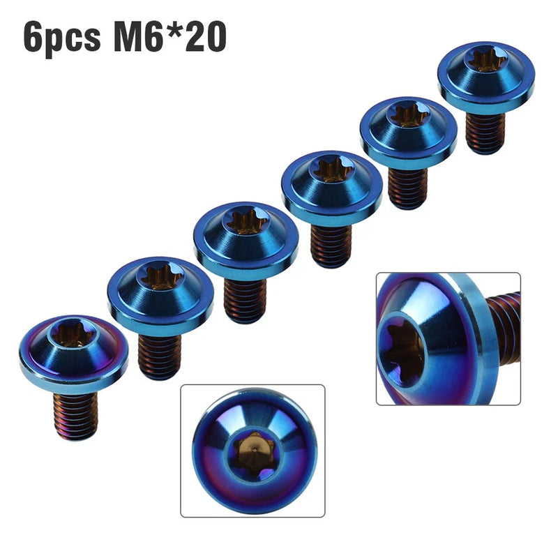 Bike Motor - Blue 6 x M6x20mm Titanium Alloy Torx Head Bolts