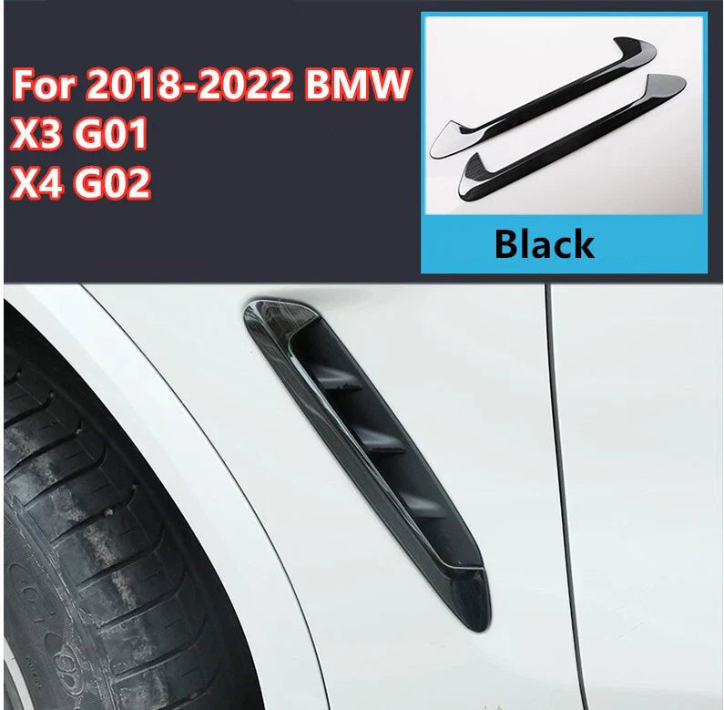 BMW X3 G01 / X4 G02 2 x Black Front Side Fender Vent Cover Trim (2018-2022)