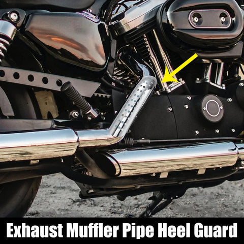 Harley Exhaust Heat Pipe Shield Curved with Hole Silver Tone