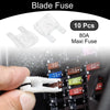 Car Boat Truck RV Motorcycle 10 Pcs Maxi Fuse 80A Blade Fuse White