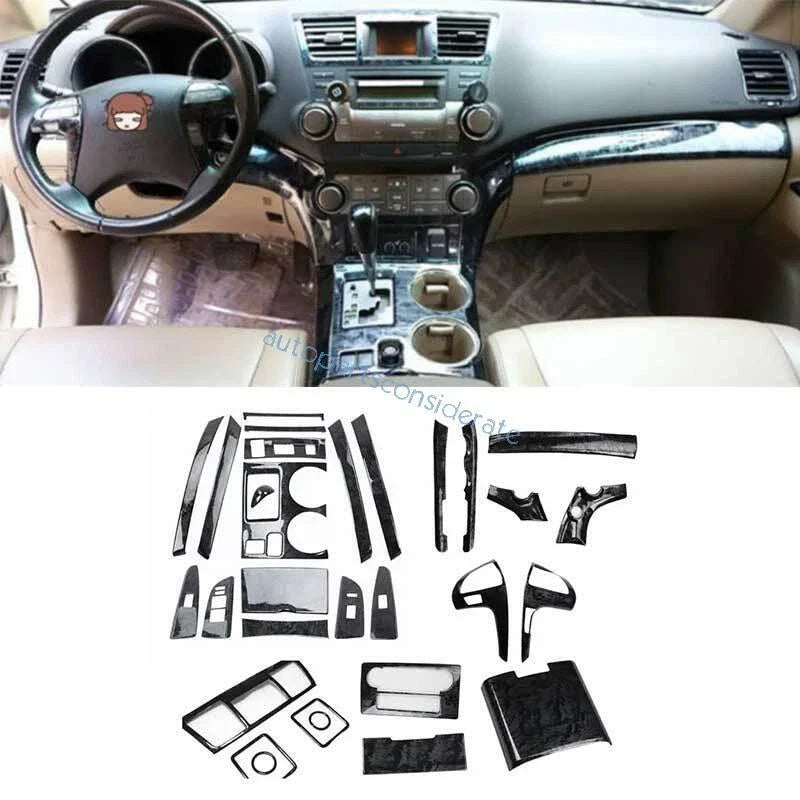 Toyota Highlander ABS Black Wood Grain Interior Decor Trim (2008–2013)