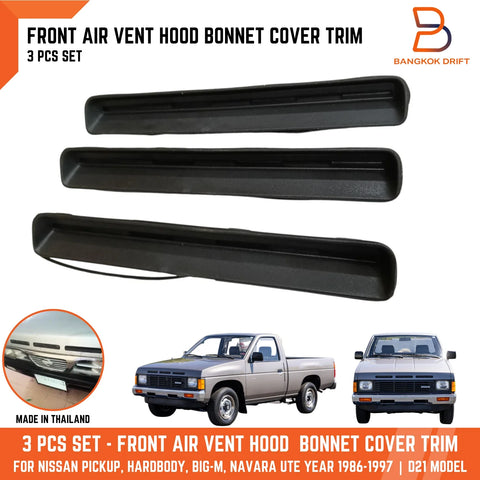 Nissan Navara D21 Black Bonnet Hood Vent Grille Inserts (1986-1997)