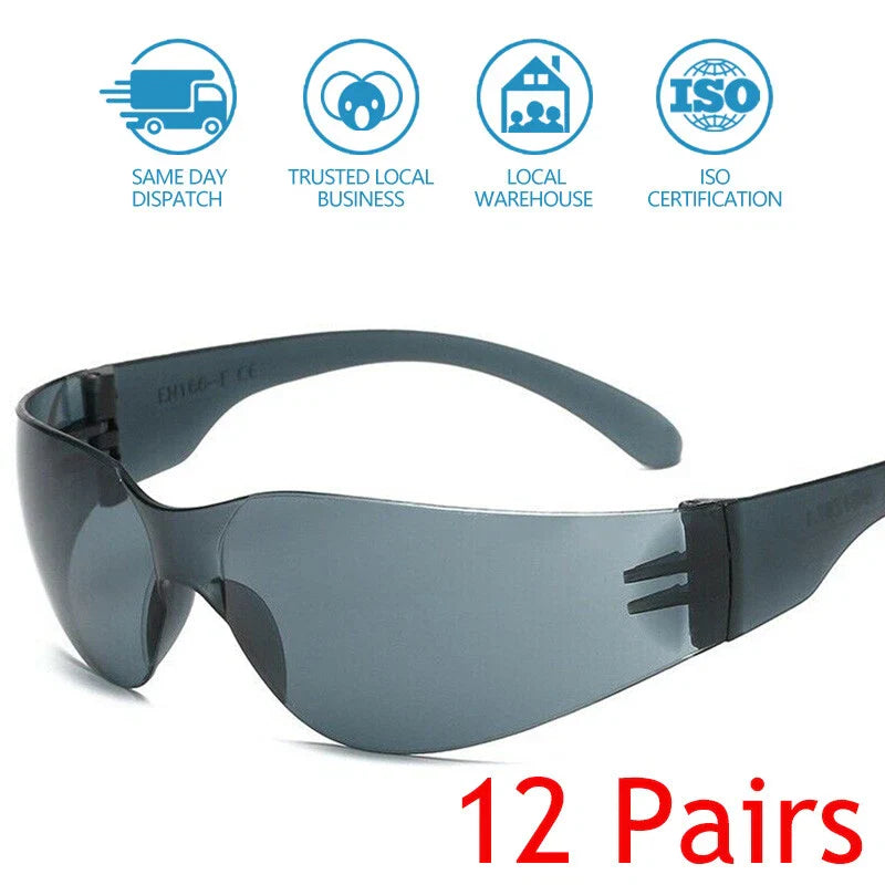 Work Eye Protection 12 Pairs Tinted Hammer Smoke Lens Safety Glasses