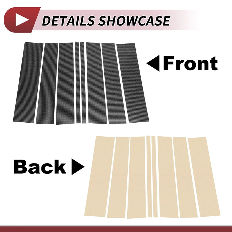 Ford Flex (2009-2015) Carbon Fiber Black 8 Pcs Door Pillar Window Trim