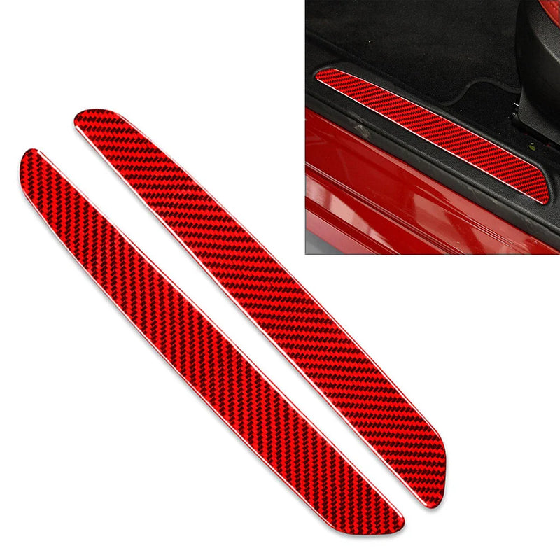 Alfa Romeo Giulia Carbon Red Door Sill Scuff Guard Plate Cover (15-19)