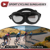 Motorcycle Riding Goggles Silver Tone Lens Black Frame PU Cycling Sunglasses